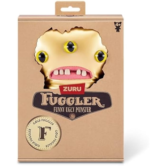 Fuggler Gold Fuggs by ZURU Funny Ugly Monster, Plush, Collectible, Toy (Reeko - All Over Gold)