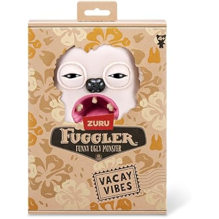 Fuggler Vacay Vibes by ZURU, Funny Ugly Monster, Plush, Collectible, Toy (Hedge Grog - Cream)