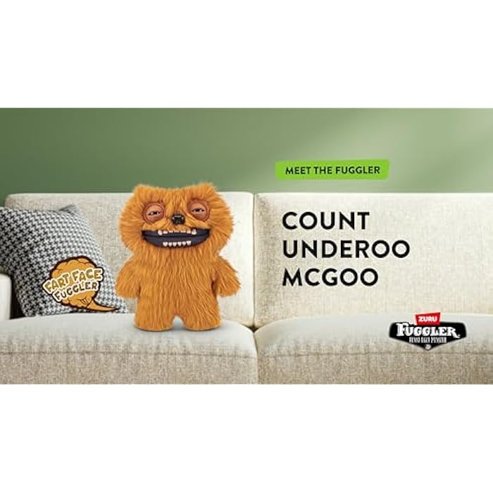 Fuggler Fart Face 9-inch Assortment Series 1 (Count Underoo Mcgoo - Long Pile) by ZURU, Funny Ugly Monster Plush Toy