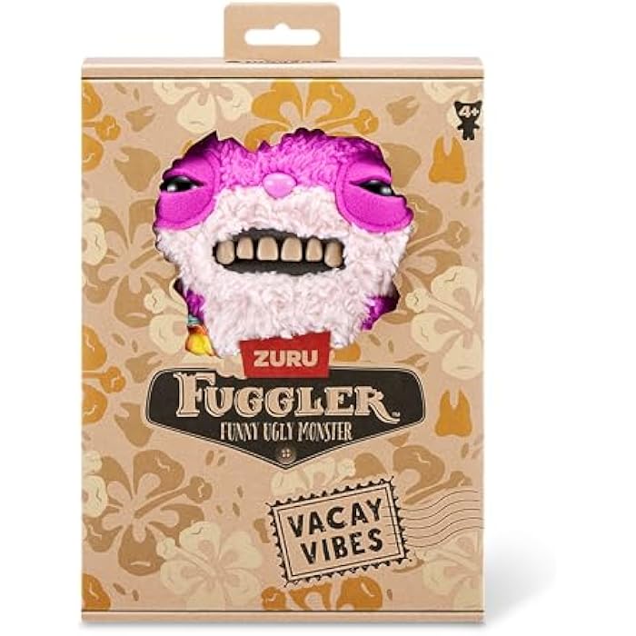 Fuggler Vacay Vibes by ZURU, Funny Ugly Monster, Plush, Collectible, Toy (Sketchy Squirrel - Pink)