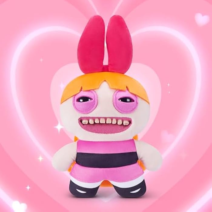 Fuggler Powerpuff Girls 9-Inch Plush Toy (Blossom) by ZURU – Funny Ugly Monster Stuffed Animal with Human-Like Teeth, Collectible Plush for Kids, Tweens, Teens, Adults &amp; Cartoon Fans