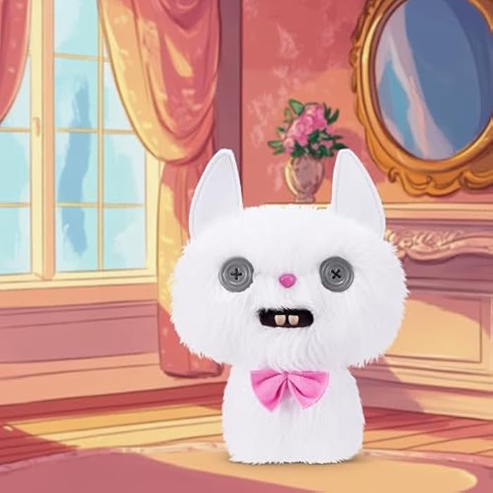 Fuggler Alley Cats 9-Inch Plush Toy (Cheezee) White by ZURU – Funny Ugly Monster Stuffed Animal with Human-Like Teeth, Collectible Plush for Kids, Tweens, Teens, Adults &amp; Cat-Loving Weirdos