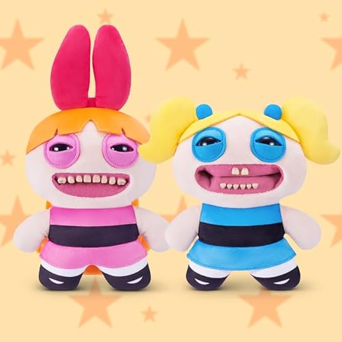 Fuggler Powerpuff Girls 9-Inch Plush Toy (Bubbles) by ZURU – Funny Ugly Monster Stuffed Animal with Human-Like Teeth, Collectible Plush for Kids, Tweens, Teens, Adults &amp; Cartoon Fans