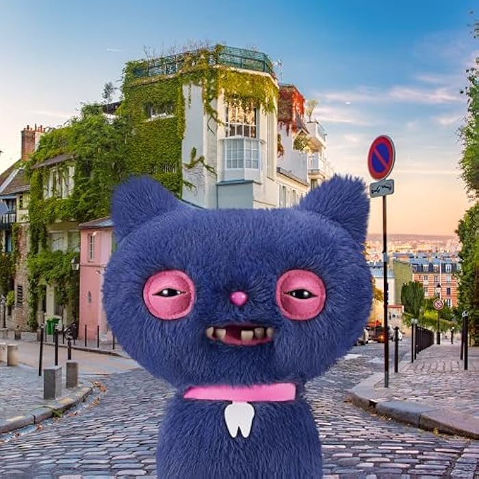 Fuggler Alley Cats 9-Inch Plush Toy (Cheezee) Grey by ZURU – Funny Ugly Monster Stuffed Animal with Human-Like Teeth, Collectible Plush for Kids, Tweens, Teens, Adults &amp; Cat-Loving Weirdos