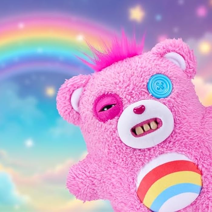 Fuggler Care Bears 9-Inch Plush Toy (Cheer Bear) by ZURU – Funny Ugly Monster Stuffed Animal with Human-Like Teeth, Collectible Plush for Kids, Tweens, Teens, Adults &amp; Crossover Fans