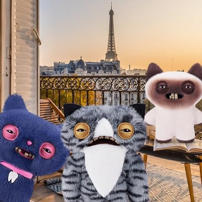Fuggler Alley Cats 9-Inch Plush Toy (Wide Eyed Cat) by ZURU – Funny Ugly Monster Stuffed Animal with Human-Like Teeth, Collectible Plush for Kids, Tweens, Teens, Adults &amp; Cat-Loving Weirdos