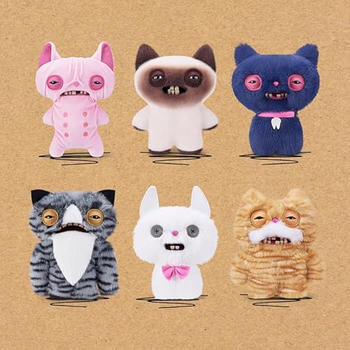 Fuggler Alley Cats 9-Inch Plush Toy (Wide Eyed Cat) by ZURU – Funny Ugly Monster Stuffed Animal with Human-Like Teeth, Collectible Plush for Kids, Tweens, Teens, Adults &amp; Cat-Loving Weirdos